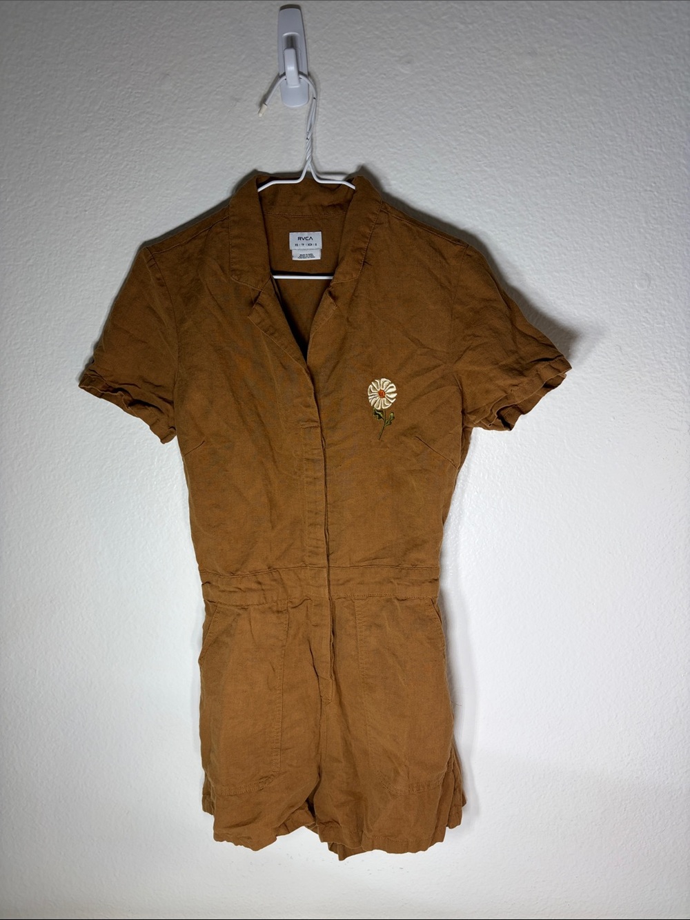 RVCA Women's XS Rust Brown Short-Sleeve Romper